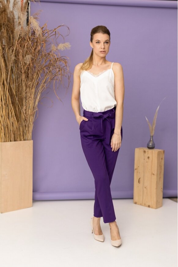 Purple paper bag on sale trousers