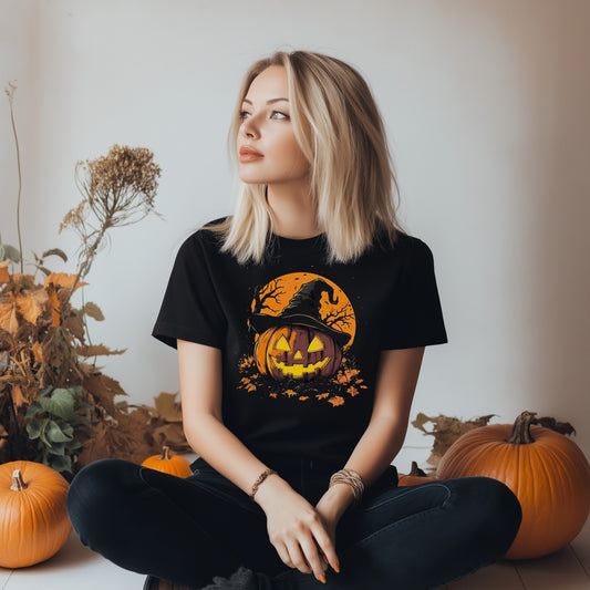 Unisex Halloween T-Shirt: Pumpkin in the Night