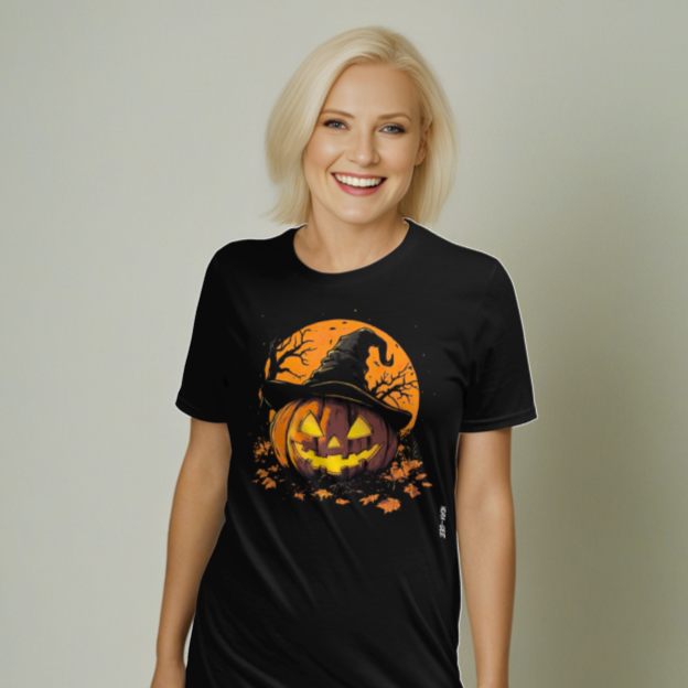 Unisex Halloween T-Shirt: Pumpkin in the Night