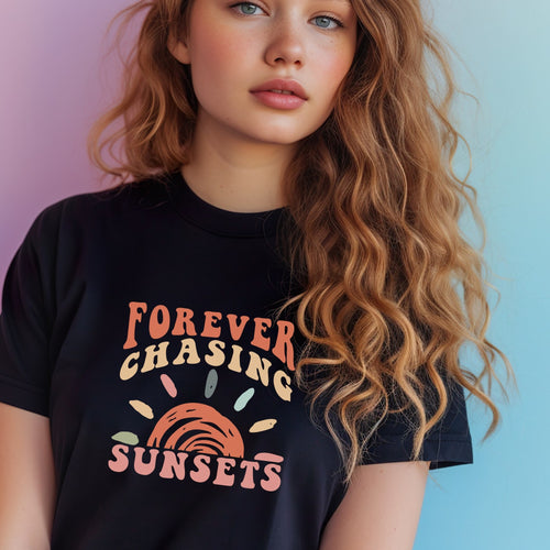 Unisex t-shirt: forever chasing sunset 2