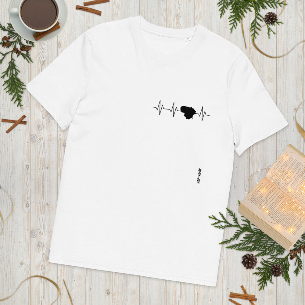 Unisex t-shirt with the heartbeat of Lithuania